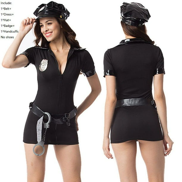 Policia Mujer Sexy Uniforme Policias Disfraz De Halloween Cosplay Vestido De Fantasia