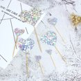 thumbnail image 3 of stanreset 7pcs/set Cake Topper Heart Shape Wedding Birthday Cake ple Design Paper Top Flag Decoration, Silver Type3 NO3, 3 of 6