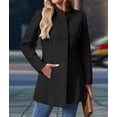 thumbnail image 4 of Women'S Winter Overcoat Mid-Long Long Sleeve Stand Collar Single Breasted Coat Outerwear, 4 of 9