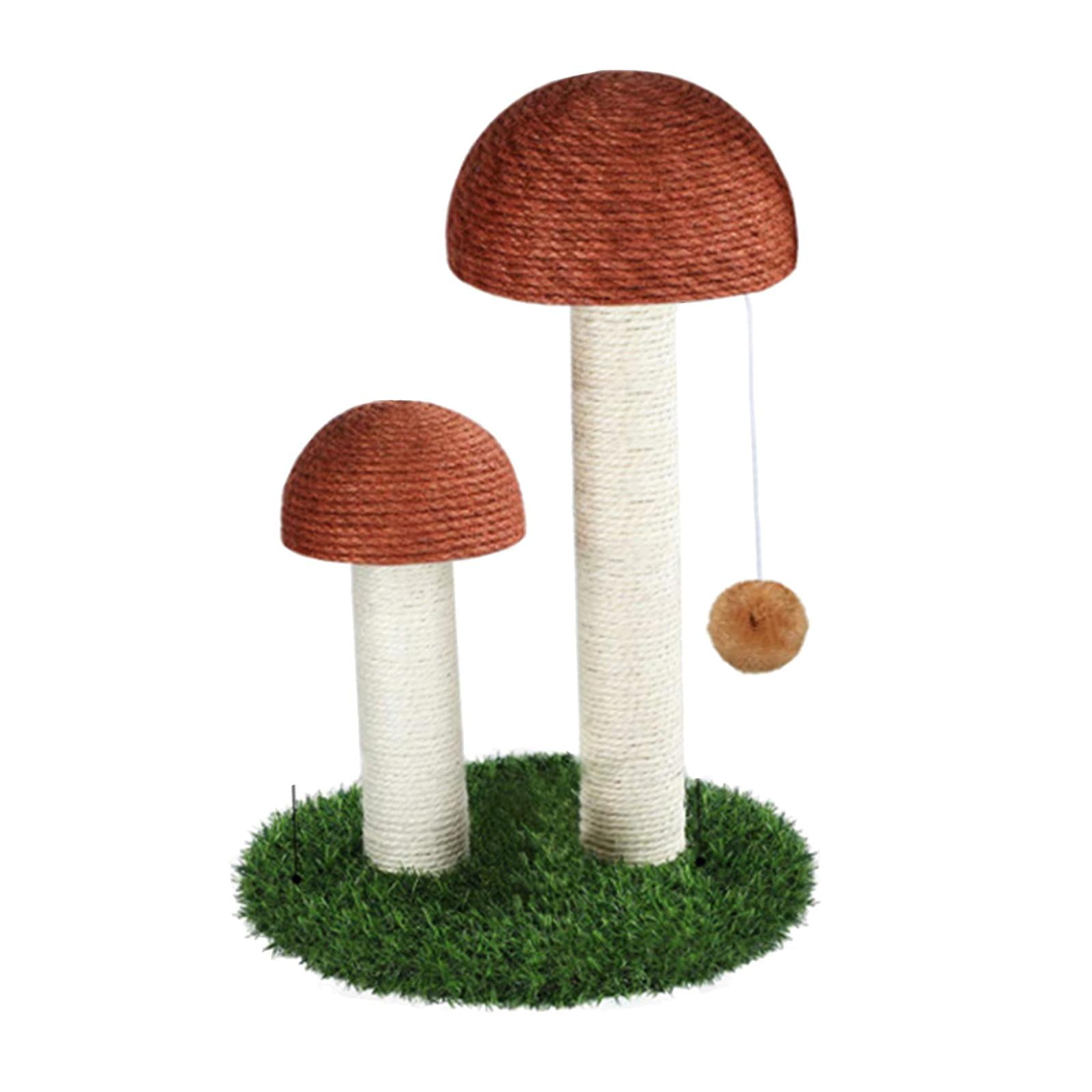 Bvdfgk Pet Cat Mushroom Scratching Post Natural Sisal Cat Scratcher for Domestic Cats Coffee with Ball