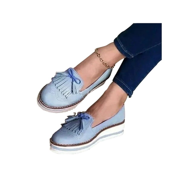 Woobling Womens Tassel Loafers Slip On Stylish Formal Shoes - Walmart.com