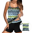 thumbnail image 2 of Karight Tankini Swimsuits for Women Two Piece Bathing Suits Blouson Tank Top with Boyshorts Tummy Control Modest Swimsuits, 2 of 8