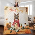 thumbnail image 2 of Happy Thanksgiving German Shepherd with Turkey Pumpkins Autumn Vibes Quilt Blanket Alsatian Dog Lover Gifts Cozy Comforter Throw Blanket - 12018, 2 of 5