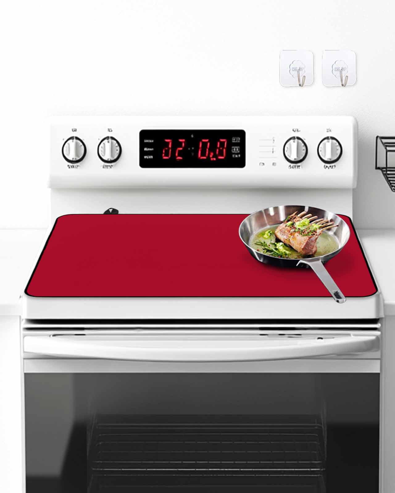 Stove Top Covers for Electric Stove, Red Solid Kitchen Glass Ceramic Electric Cooktop Covers 28.5''x20.5'', HeatResistant Oven/Countertop/Dishwasher Protector