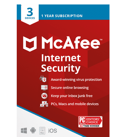McAfee® Internet Security, Antivirus and Internet Security Software, 3 Devices Windows®/Mac®