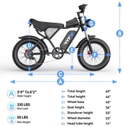 Peak 1500W Electric Bike for Adults,Max 80Miles,48V 20AH Electric Bicycle, 20'' Fat Tire 7 Speed E-Mountain Bike
