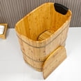 thumbnail image 2 of JRYTIN  34” Handcrafted Cedar Wood Japanese Soaking Tub with Lid Deep Soaking Experience Portable Square Freestanding Wood Tub, 2 of 9
