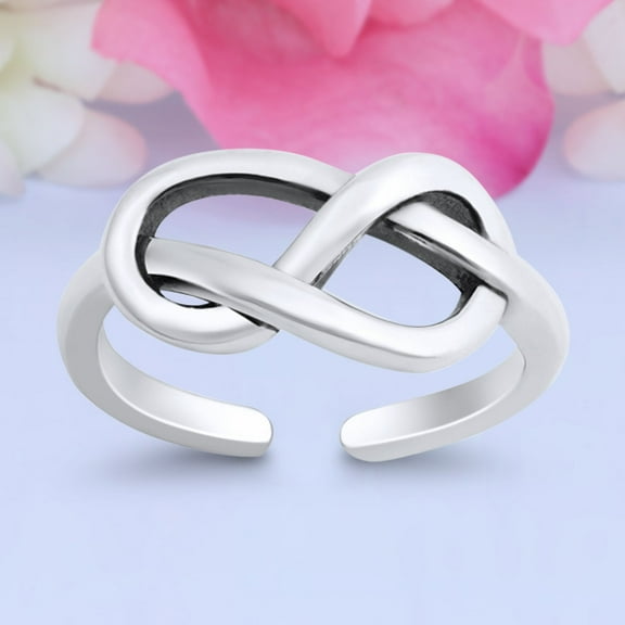 7mm Knot Toe Band Ring 925 Sterling Silver Thin Adjustable Stylish Rings For Women