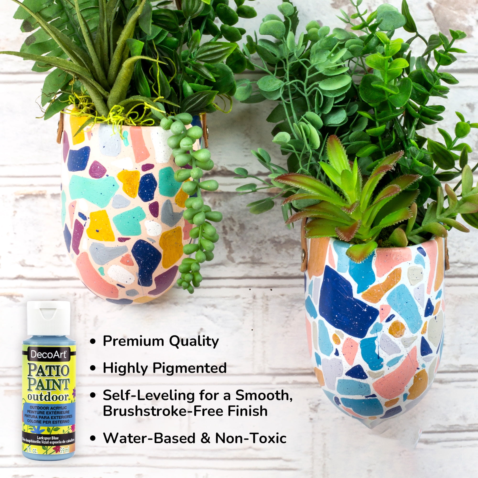 DecoArt Patio Paint Outdoor Acrylic Paint Starter Set, 24 Colors, 2 oz Bottles, Satin Finish