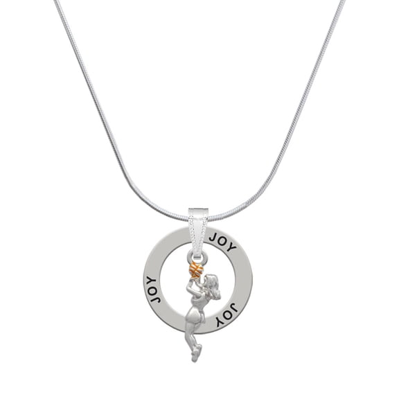 Delight Jewelry Silvertone Basketball Player Girl Joy Ring Charm Necklace, 18"