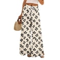 thumbnail image 2 of Dress Pants Women Petite High Waisted Wide Leg Summer Beach Vacation Pants Boho Lounge Casual Palazzo Trousers, 2 of 8
