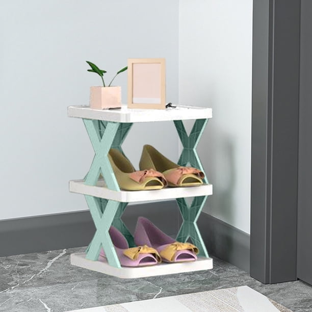 Estantería de almacenamiento DIY | Organizador ajustable de 3 niveles para zapatos, plantas y baño | Estantería de plástico moderna de estilo escandinavo | Verde, naranja y azul