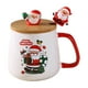 thumbnail image 2 of Taza navideña de cerámica con tapa y cuchara de 400 ml | Taza de café navideña roja con diseño de reno de Papá Noel | Set de regalo festivo en caja decorativa | Ideal para regalos de Navidad y uso, 2 of 7