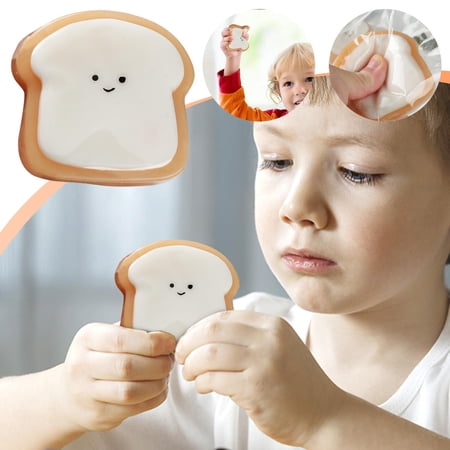 Emdiqzs Fidget Sensory Toys Toast-shaped Soft Tactile Stress Relief Toys for Office Home White & Brown