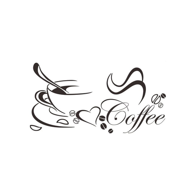 Cateissary Pegatinas de pared Taza de café de PVC Hogar Cocina Comedor Decoraciones Murales Papel tapiz impermeable Calcomanías de arte 58x30cm Decoración del hogar Cateissary HA075168-01