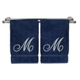 thumbnail image 3 of Bare Cotton Corp. Silver Script Monogrammed Turkish Cotton 16x30-inch Hand Towel (set of 2) - M, 3 of 3