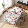 thumbnail image 3 of Red Grey Christmas Table Cloth Waterproof Tablecloths, Xmas Tree Snowflake Winter Tablecloth Dining Table Cover for Kitchen Party Tabletop Outdoor, Rectangle Tablecloth 60x120 Inch, 3 of 9