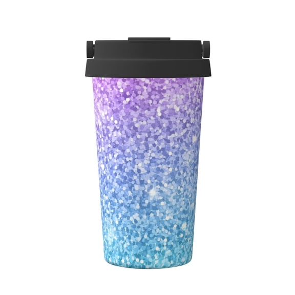 Rateoe Multicolor Glitter Pattern Travel Coffee Mug Tumbler with Flip Lid | Reusable Insulated Stainless Steel Cold Brew Iced Coffee Cup Thermos