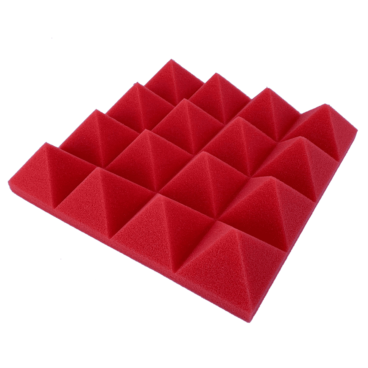 24Pcs 25X25X5Cm Studio Acoustic Soundproof Foam Pyramid Noise Insulation Sound Absorption Treatment Panels Black+Red