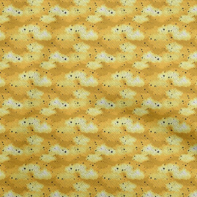 oneOone Georgette Viscose Yellow Fabric Galaxy Craft Projects Decor Fabric Printed By The Yard 42 Inch Wide