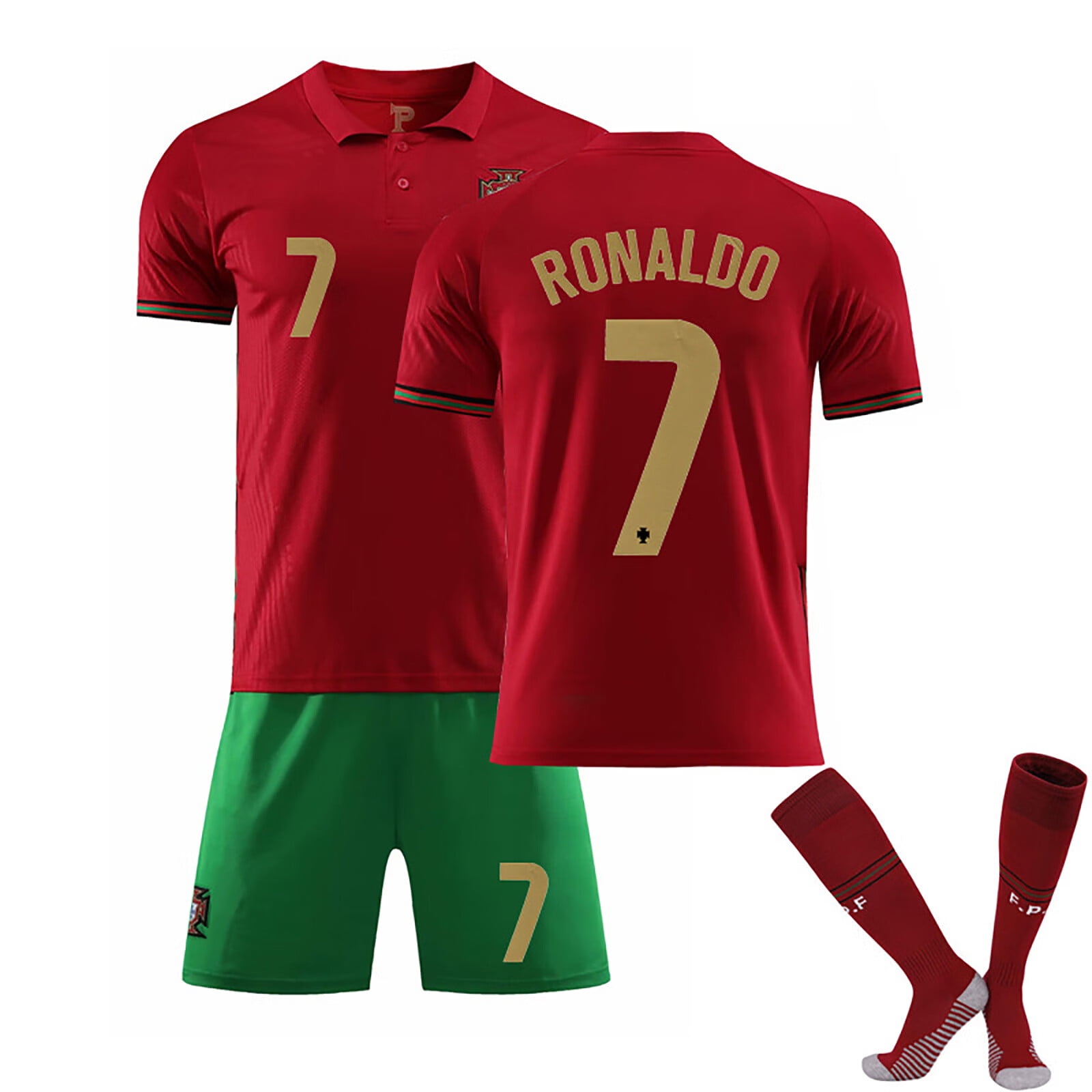 2122 Portugal HomeAway Jerseys Childrens Football Uniform Training Suit Set