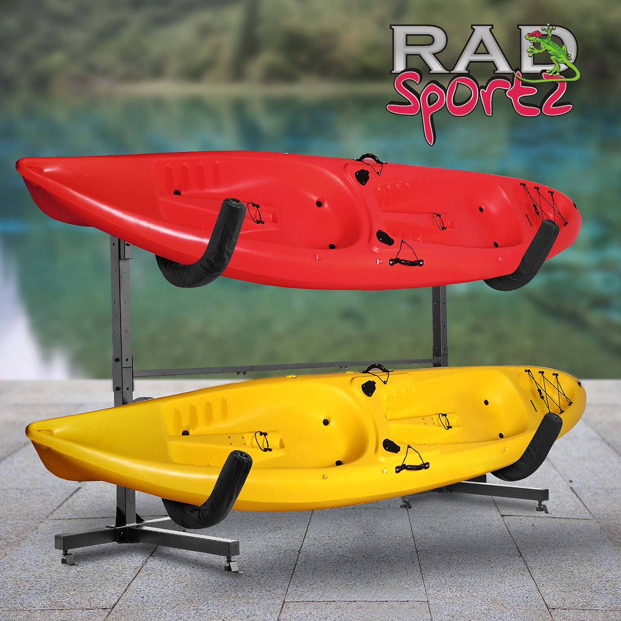 RAD Sportz Deluxe Freestanding Heavy Duty Kayak Rack Two Kayak Storage