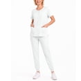 thumbnail image 2 of Zorvxlyn Medical Scrubs Top and Pants 2 Piece Women's V-Neck Top & Jogger Scrub Pants Solid Color Women Nurse Uniform with Pocket White XXL, 2 of 7