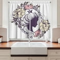 thumbnail image 2 of Ambesonne Queen Kitchen Curtains, Cartoon Portrait Frame, 55"x39", Plum Ivory Coral, 2 of 3