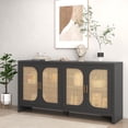 thumbnail image 3 of Rattan Sideboard Buffet Cabinet Kitchen Storage Cabinet, Adjustable Shelves, Black, 3 of 9