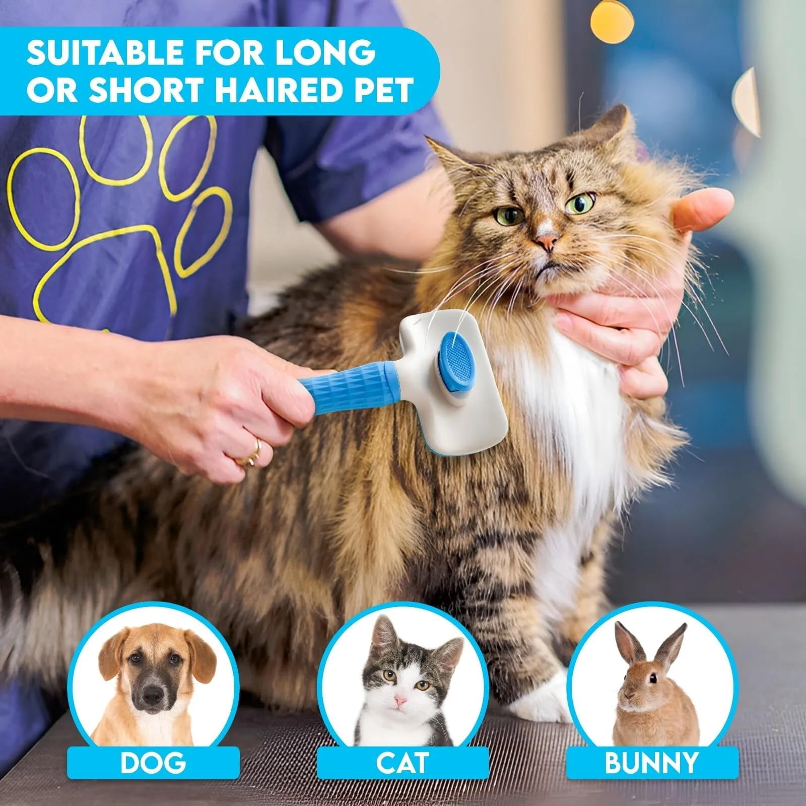Self Cleaning Slicker Brush, Dog Cat Pet Grooming Brush, Shedding Brush, Comb Rake for Shedding