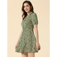 thumbnail image 1 of INSPIRE CHIC Robe Vintage Florale à Manches Courtes Col Camp Boutonnée Ligne A pour Femmes, 1 of 5