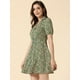 thumbnail image 2 of Vestido camisero floral vintage Allegra K de gasa con botones y manga corta para mujer Verde L, 2 of 6