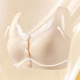thumbnail image 5 of Women Plus Size Wireless Bra, Front Closure, Fixed Cups, Gathered Support, Seamless Beauty Back Comfort Daily Underwear Beige-A M(M), 5 of 6