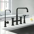 thumbnail image 3 of KRAUS Urbix Industrial Bridge Kitchen Faucet and Water Filter Faucet Combo in Matte Black, 3 of 11