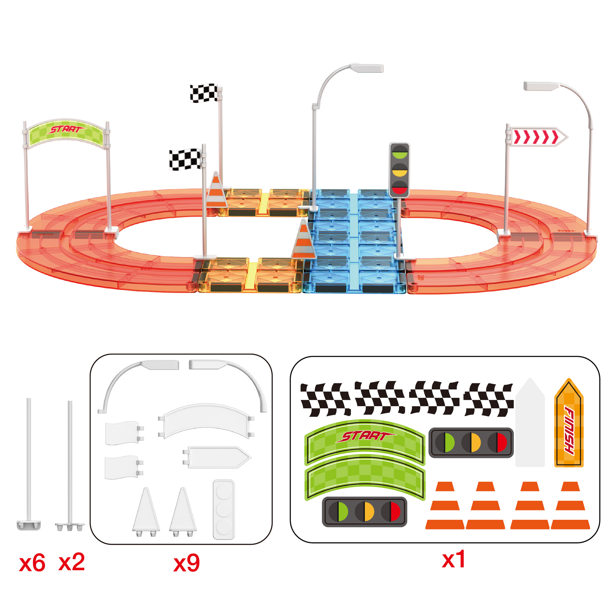PicassoTiles 18-Piece Magnetic Race Track Expansion Set photo 6