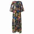 thumbnail image 3 of ZANZEA Dresses for Women O-Neck Half Sleeve High Waist Graffiti Print Long Dress, 3 of 5