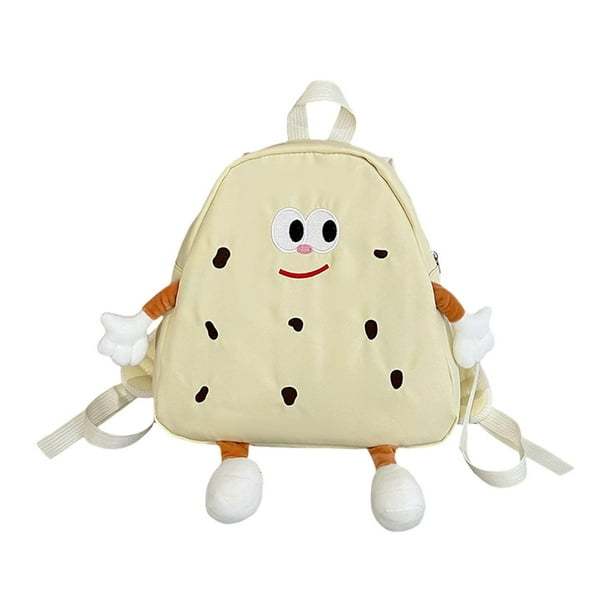 Mochila infantil con forma de galleta, portátil, con bolsillo exterior, ideal como regalo. Beige