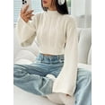 thumbnail image 2 of Scacto Women's Mock Neck Bell Sleeve Crop Sweater Knit Pullover Tops, 2 of 6