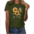 thumbnail image 3 of BiZtdJrK Summer Top for Women Sunflower Graphic Tees Teen Girls Cute Print T-Shirt Army Green XXXL, 3 of 6