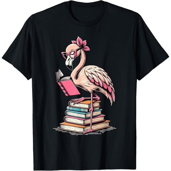Book Lover Cute Flamingo Reading Teacher Librarian Women T-Shirt