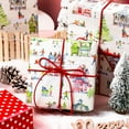thumbnail image 7 of Christmas Wrapping Paper, Christmas City Skier Wrapping Paper, Watercolor Blush and Green Paris Apartments Pattern Holiday Gift Wrp for Winter Celebrations, Party (Mini Roll, 17Inch x 33Feet), 7 of 7