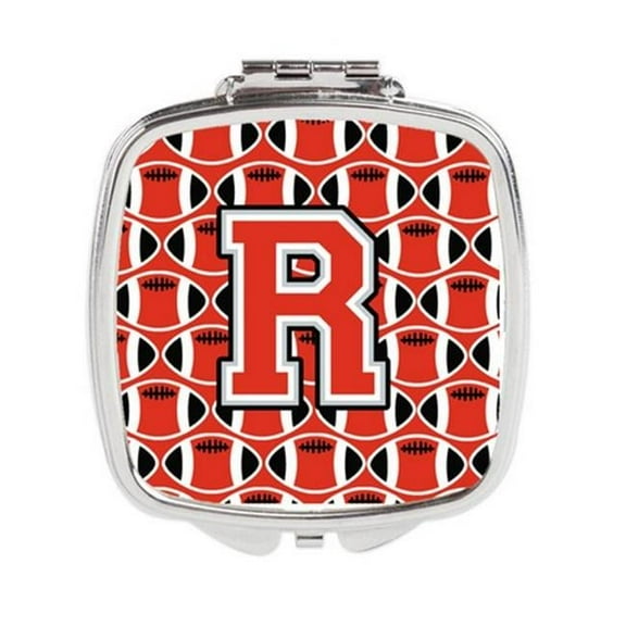 Letter R Football Scarlet & Grey Compact Mirror - Scarlet & Grey