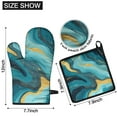 thumbnail image 6 of Teal Gold Marble Kitchen Oven Mitt and Pot Holder Sets 2 Pcs for Baking, Cooking and Grilling, Heat Resistant Up To 392 °F, 6 of 7