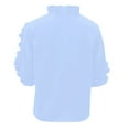 thumbnail image 5 of Ediodpoh Name Women's Summer Solid Color Short Sleeve Ruffle Collar V Neck Blouse Women's Tops Blue XL, 5 of 7