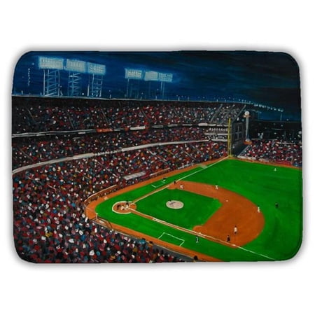 Begin Home Decor 5930-1724-SP65 17 x 24 in. Baseball Game Blue Bath Mat - Sports & Games Home Decor