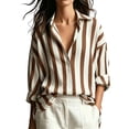 thumbnail image 3 of Horkkom Striped Shirt Women Long Sleeve Button Down Shirts Casual Loose Work Dress Shirts L, 3 of 7