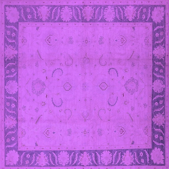 Ahgly Company Indoor Square Oriental Purple Traditional Area Rugs, 8' Square