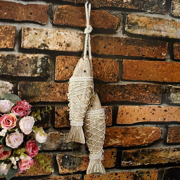 ShenMo Wooden Fish Decor Hanging Wood Fish Decorations for Wall