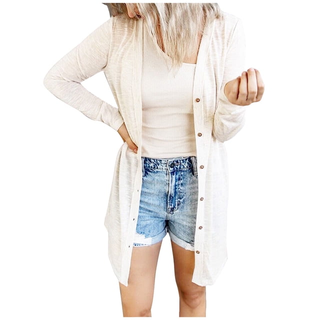 CEHVOM Mode Femmes Uni Ample Cardigan Manteau Blouse à Manches Longues Liquidation