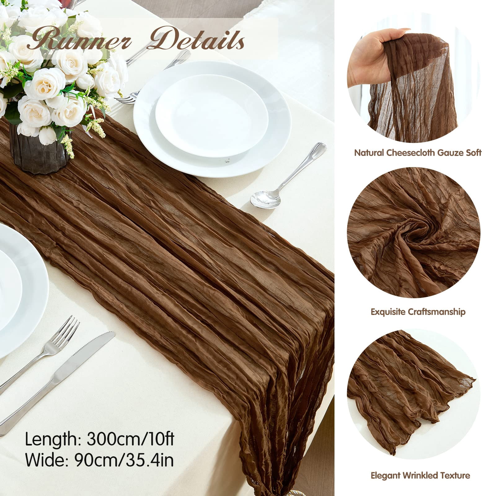 6 Pack Sage Green Cheesecloth Table Runners 10ft Wide Gauze Boho for Bridal Shower Wedding Table Decorations